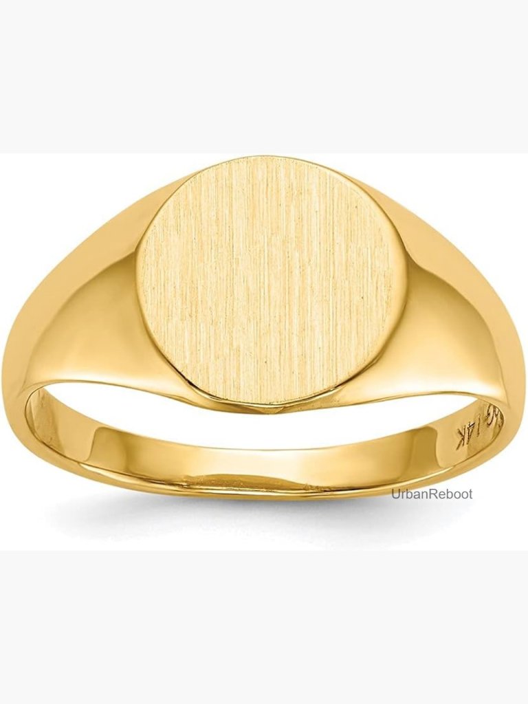 Monogram Initial Engravable Custom 10k Yellow Gold Signet Band Ring